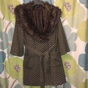 Tweed Fur Collar coat